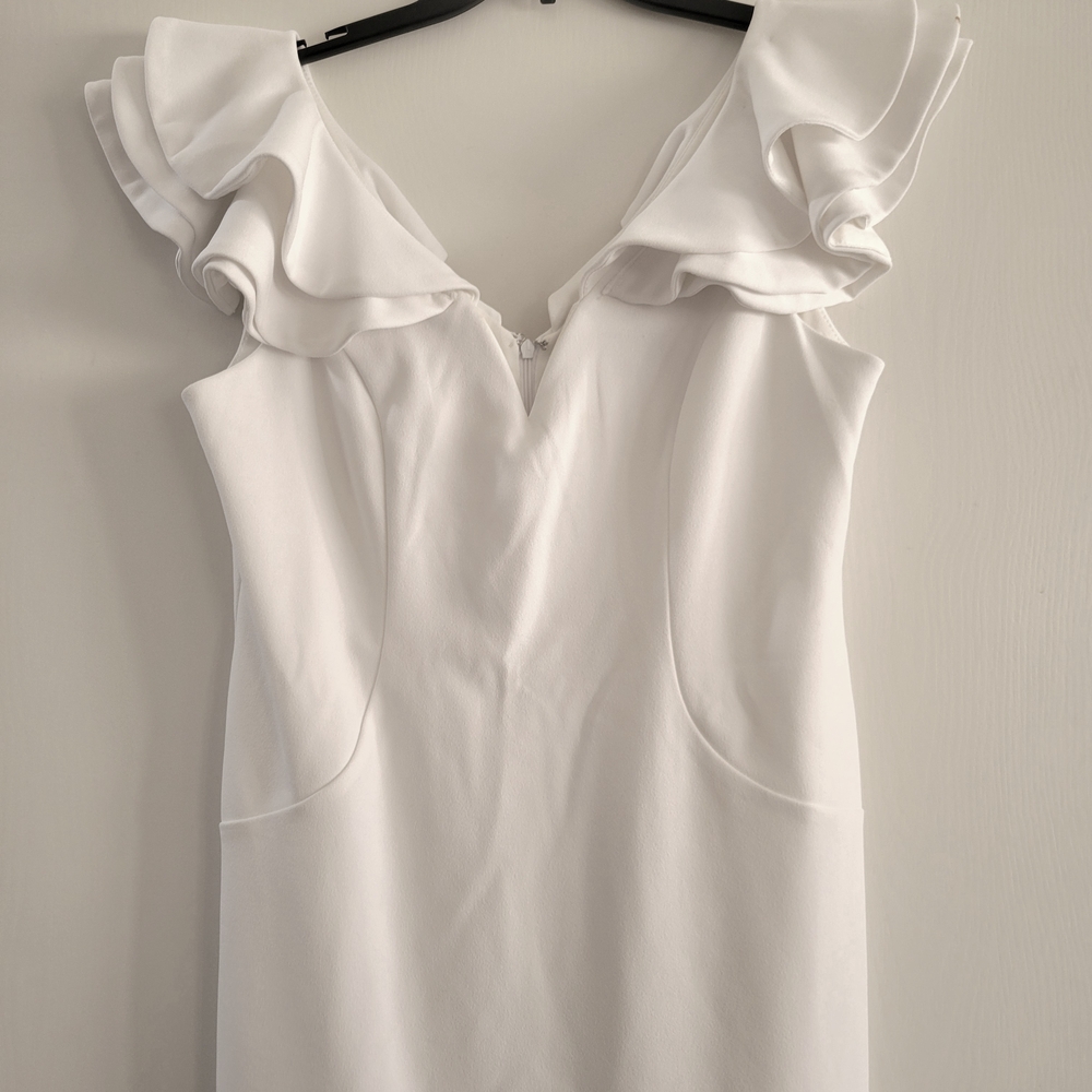 Shelby & Palmer White Ruffled Tiered Midi Dress